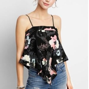 Free People Get Your Love Halter Tube Top Cropped Asymmetric Hem Floral Med NWT